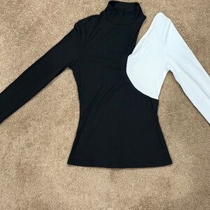 Womens XS Black White Cut Out Long sleeve Top - brand new never worn